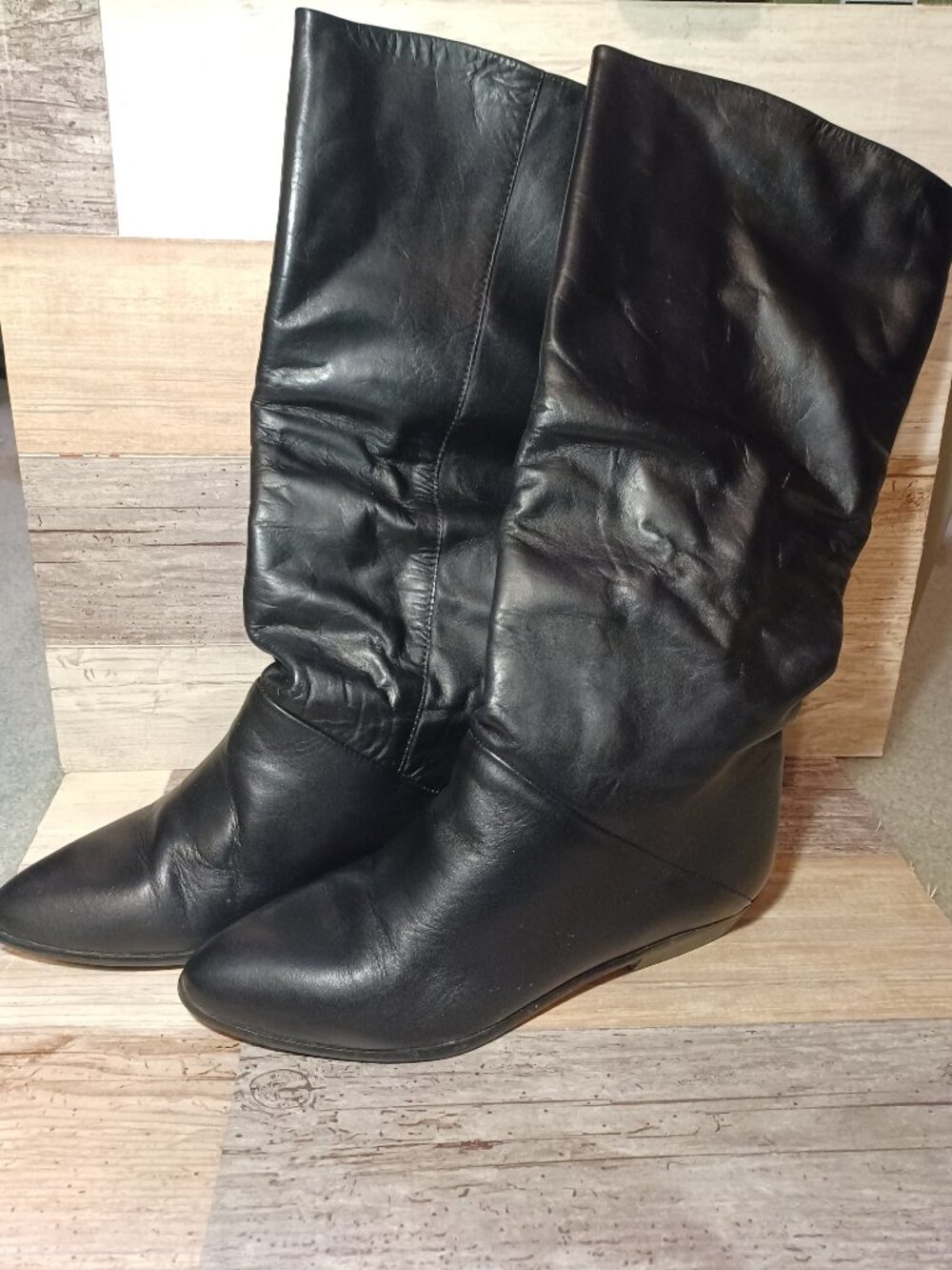Black Leather Ipanema Boots - Size 8
